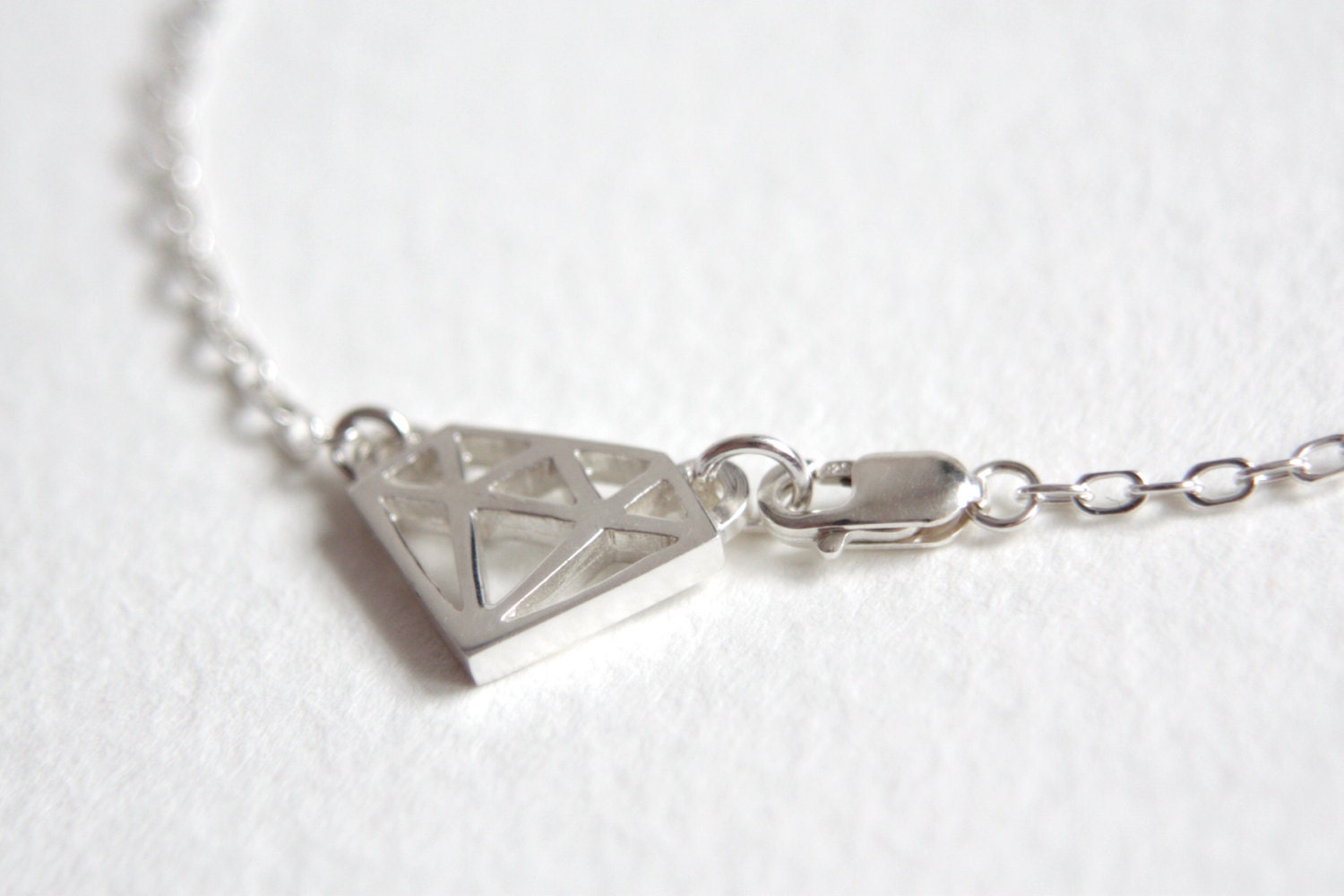 Diamond Symbol Bracelet. Handmade in Silver. Bold, Delicate and Unique.