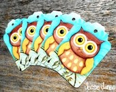 OWL Gift Tags Set of 12 - perfect party favor tags, treat tags, birthday gift tags, etc