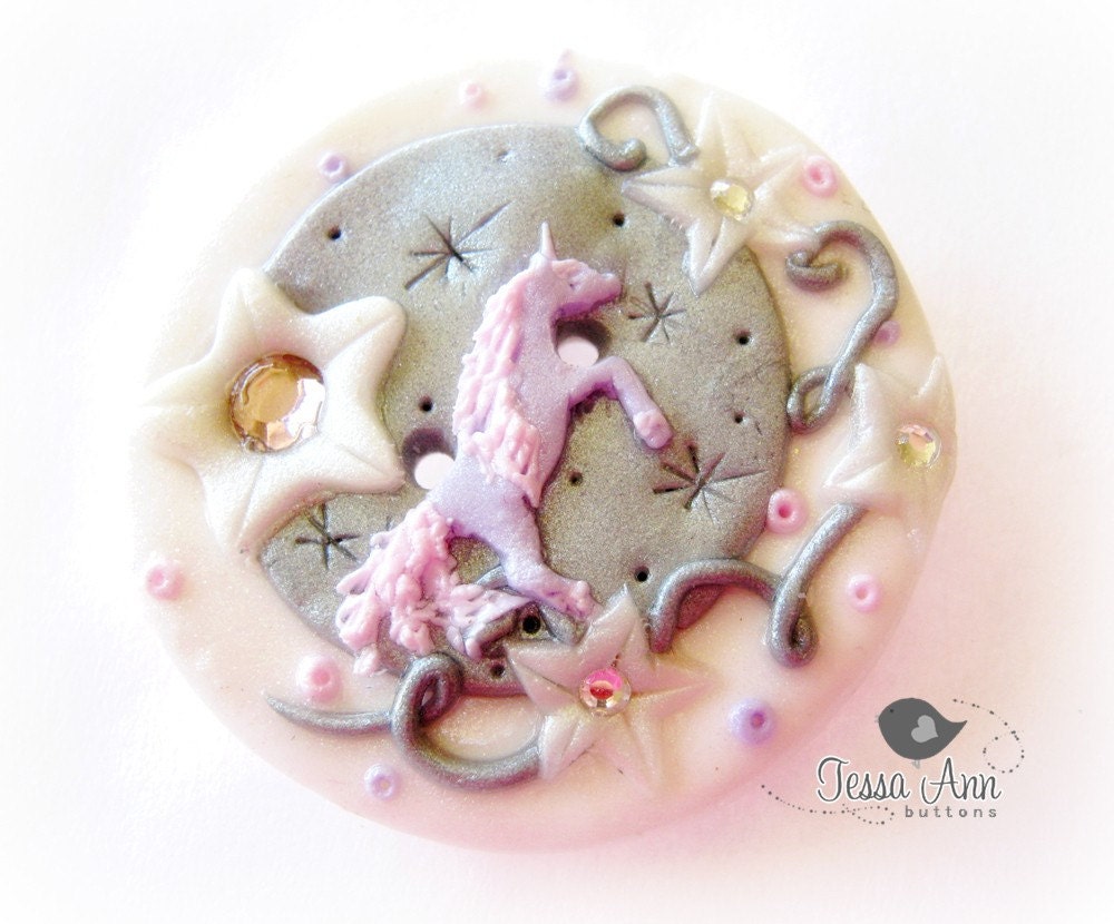 Jumbo Beanie Button- "Mystic Unicorn"