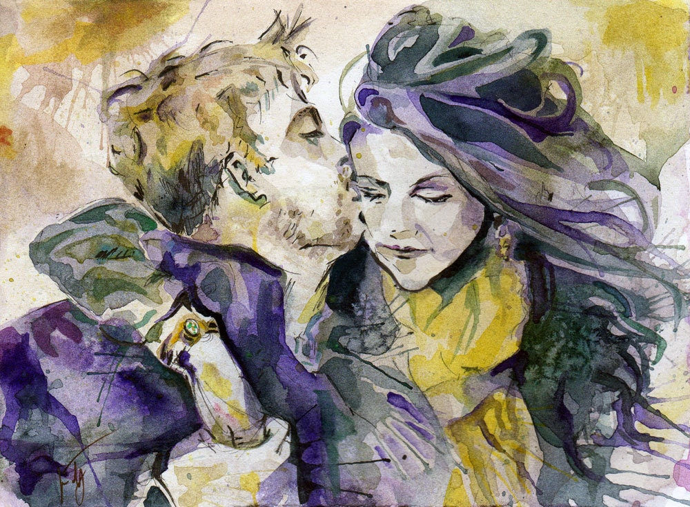 Custom Engagement Portrait 5 inches x 5 inches - Wedding Gift Painting of the Happy Couple Watercolor - Made to Order - Anniversary Art