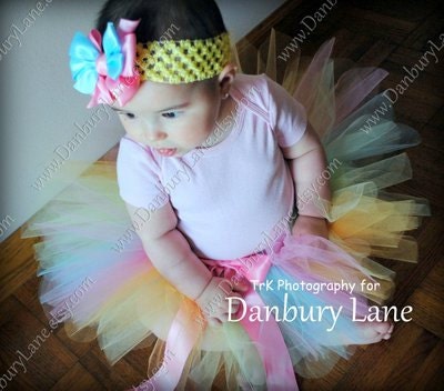 Baby Tutu only, 1st Birthday girl skirt and tutu photo prop, choose from sizes 0,3,6,9,12,18,24 months -PASTEL RAINBOW