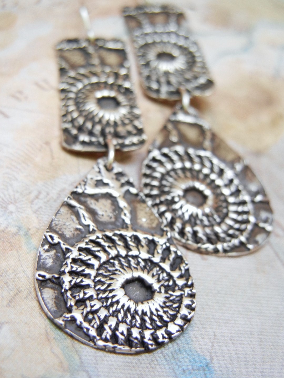 BOHO Jewelry, Cool Silver Earrings, Sterling Silver Bohemian Dangle Earrings, Boho CHIC 2 Piece Drop Earrings by HappyGoLicky