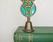 vintage owl bell metal and acrylic