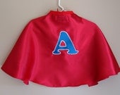 Infant Toddler Superhero Cape with 1 Handmade Letter Applique -- Any Color