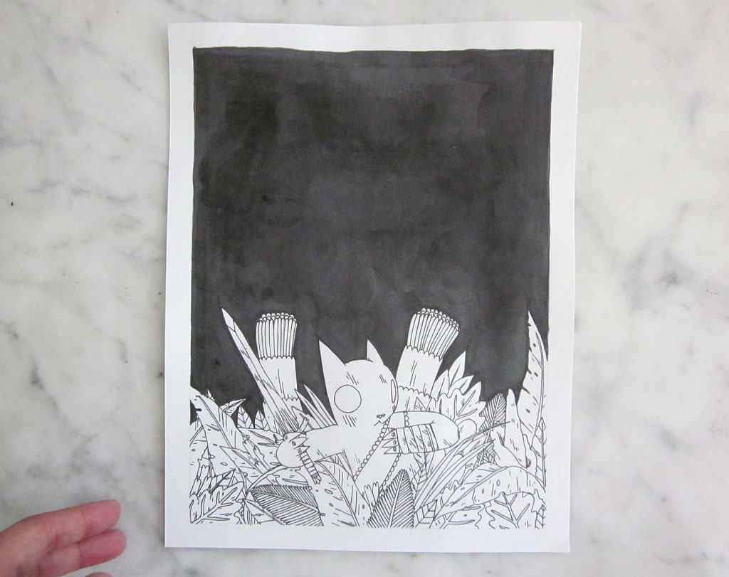 Cat in Jungle Drawing