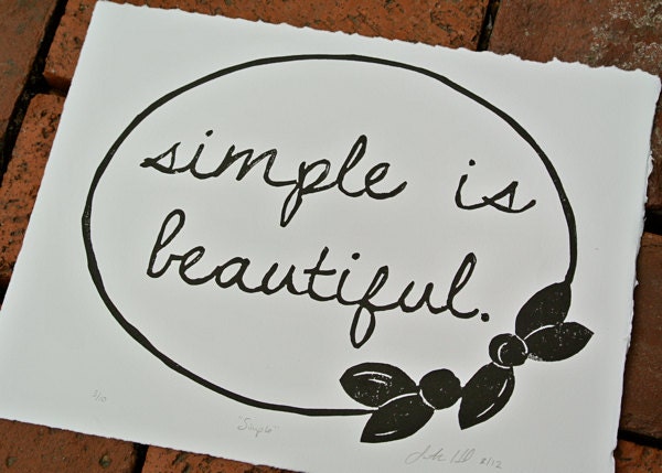Linocut Print - Simple is Beautiful