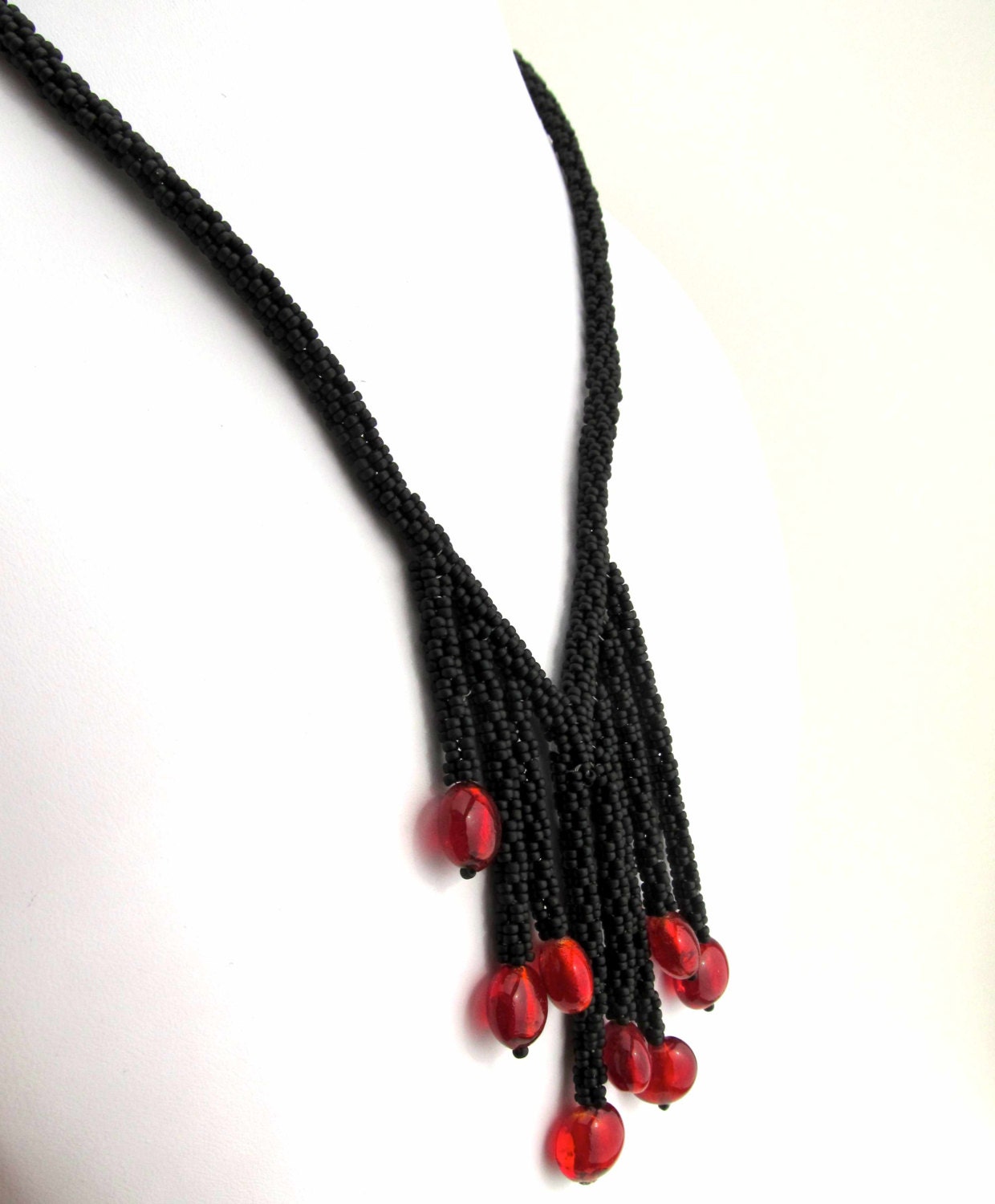 Black and Red Waterfall Necklace