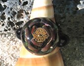 Glass Ring with Brown Flower Size 10