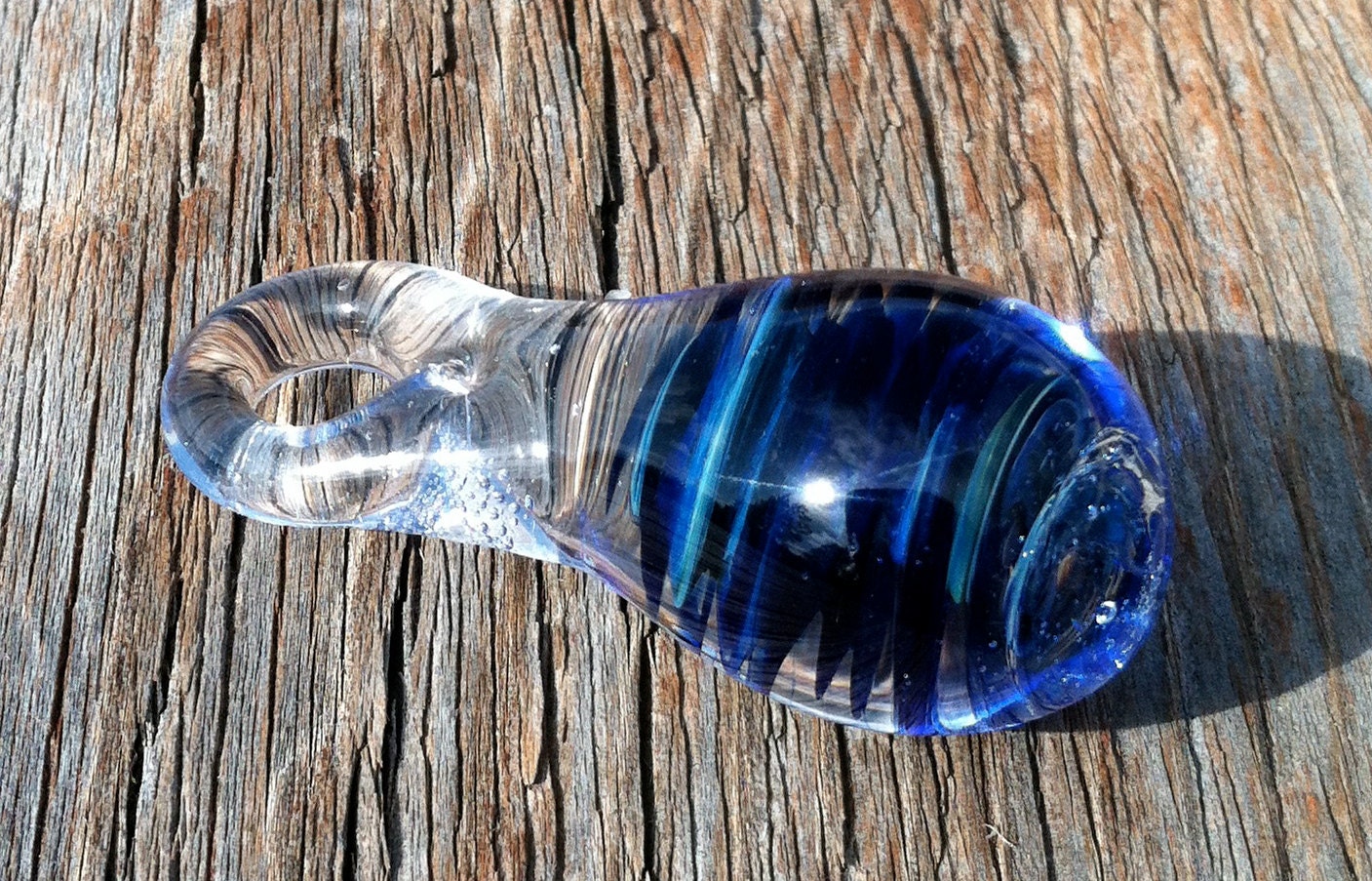 Cobalt Blue Tornado Glass Pendant