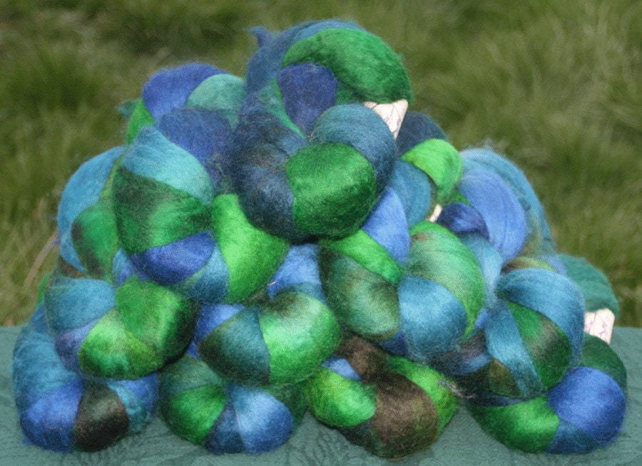 SALE Blueface Leicester Wool Spinning Fiber - 'Bluegrass' SALE