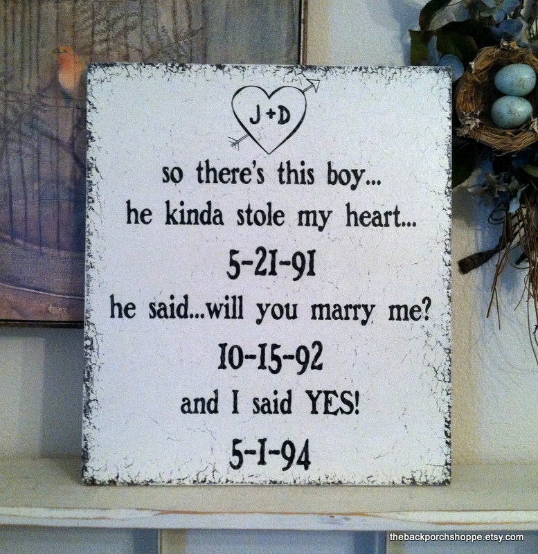 SAVE the DATE Sign / So there's this boy....he stole my heart / Engagement Photo Prop / Wedding Signs 14 x 16