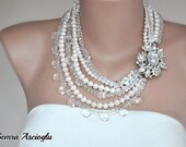 OOAK Victorian Style Weddings Chunky  Statement  Necklace