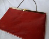 Vintage Burnt Orange Leather Evening Bag