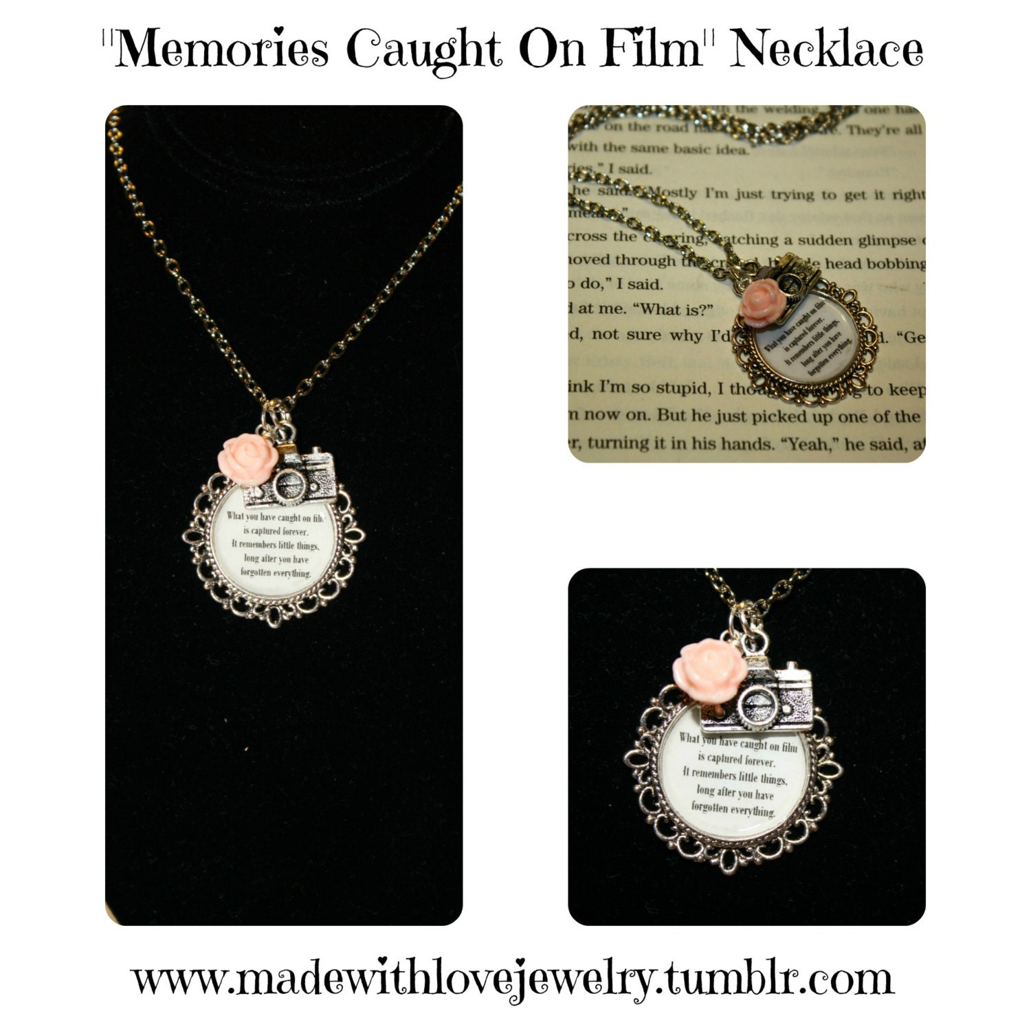 Memories Caught On Film Quote Photography Camera Necklace