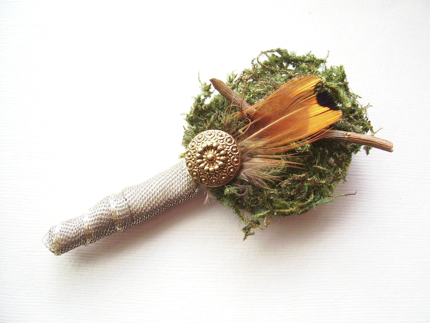 Woodland Moss Wedding Boutonniere