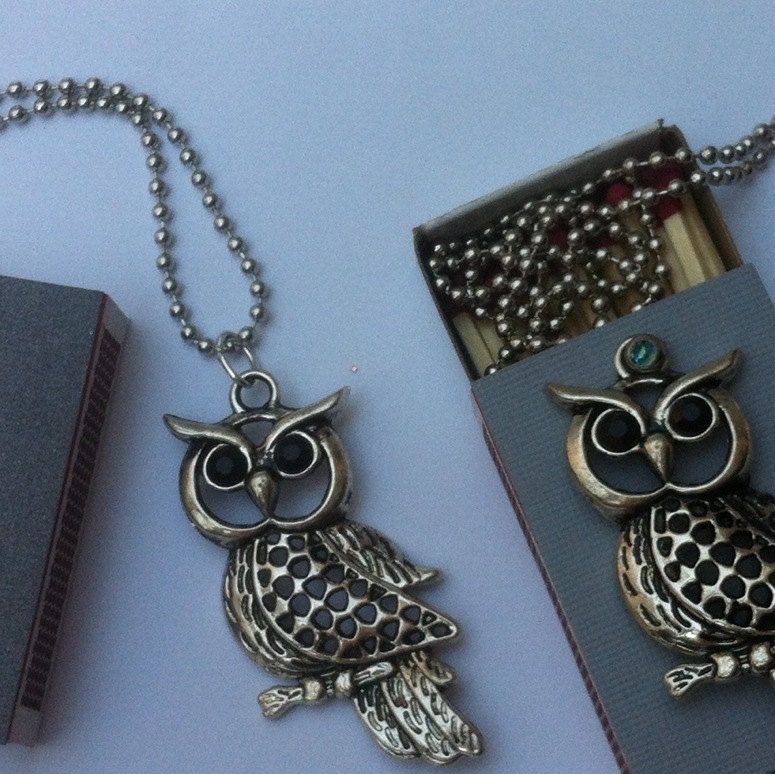 Owl Necklace Gift Set BFF - Matchboxes and Incense