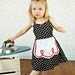 Retro Polka Dot apron dress with RED trim ROCKABILLY I Love Lucy girls toddler infant fifties style dress 50s