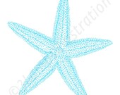 Starfish Beach Nature Print 8 x 10 Nautical Summer Home Decor Illustration