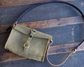 Olive Leather Small Purse Snakeskin Strap
