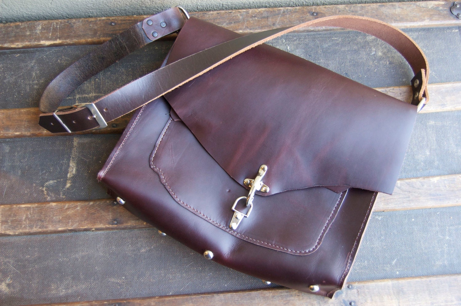 Mahogany Leather Classic Bookbag