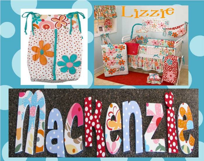 Hand Painted Nursery Wall Letters Lizzie Funky Butterfly Flower