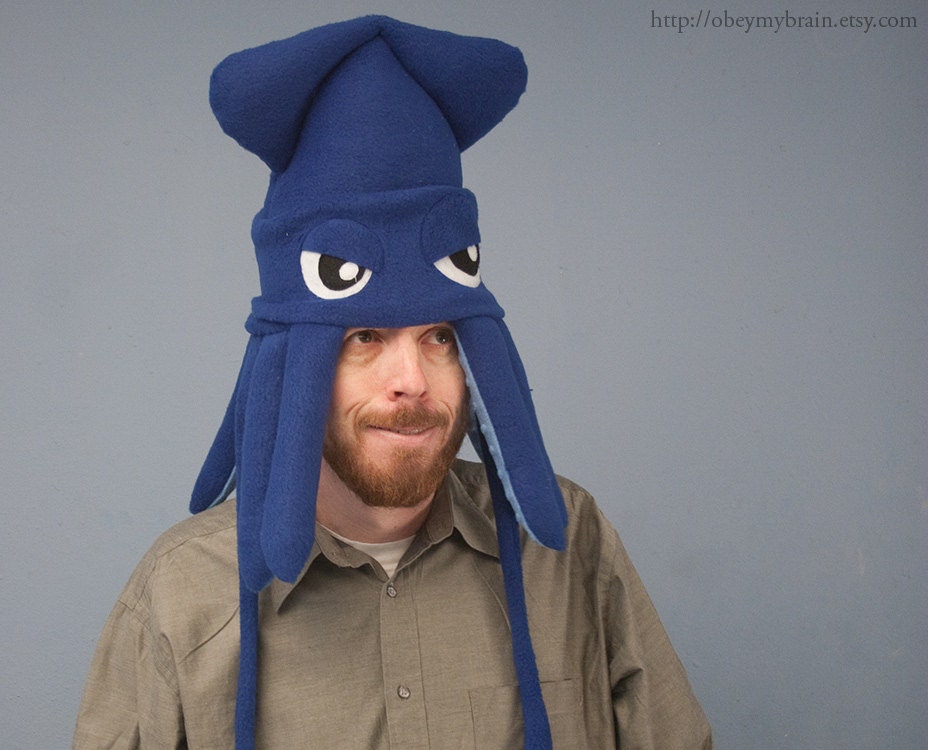 Medium Fleece Squid Hat - Dark Blue
