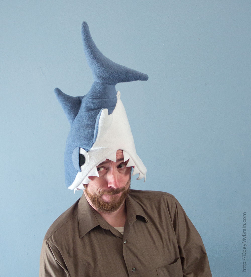 Fleece Shark Hat - Blue-Gray CHOMP CHOMP CHOMP