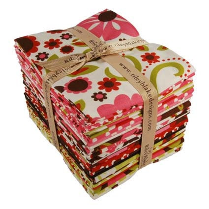 Pre cut Fat Quarters, Indian Summer by Riley Blake, Pink, Brown, Cream, Green