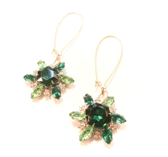 Emerald Petal Earrings-One of a Kind