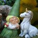 Woman Gnome & Her White Unicorn - Fairy Garden Art - Outdoor Decor
