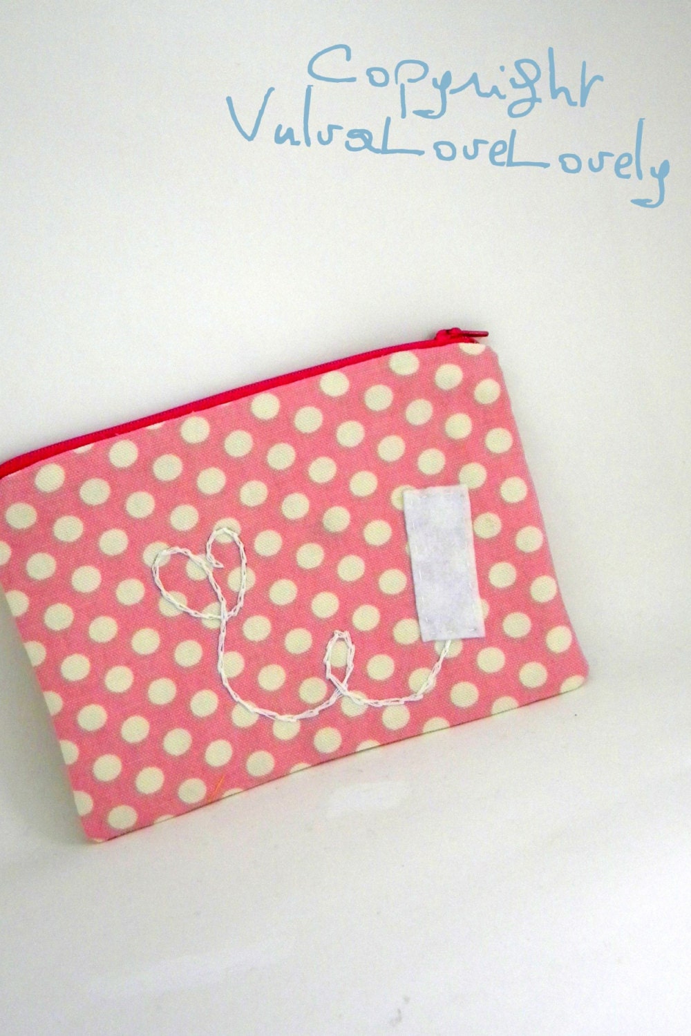 Hearts and Tampon Strings: Pink Tampon Carrier Case - Zippered Pouch