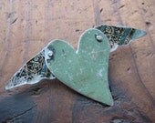 Vintage Heart & Wing Spice Tin Brooch, Recycled Metal, Gifts under 15, gifts for Her, Valentines Day