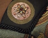 Sturdy Copper Queen Swarovski Crystal And Silvery Teal Tapestry Shoulder Satchel AND Belt Pocket