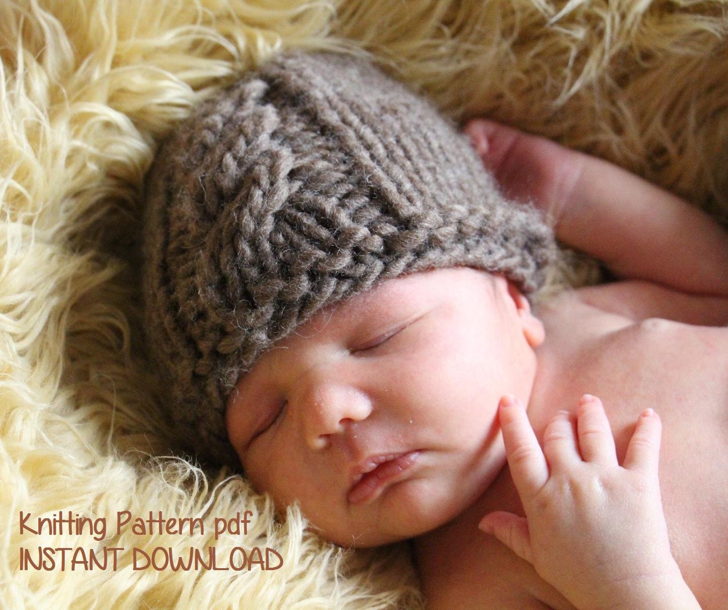 INSTANT DOWNLOAD Cable Front Chunky Newborn Baby Beanie Knitting Pattern PDF 122 -- Permission to sell hats --  Over 16,000 patterns sold