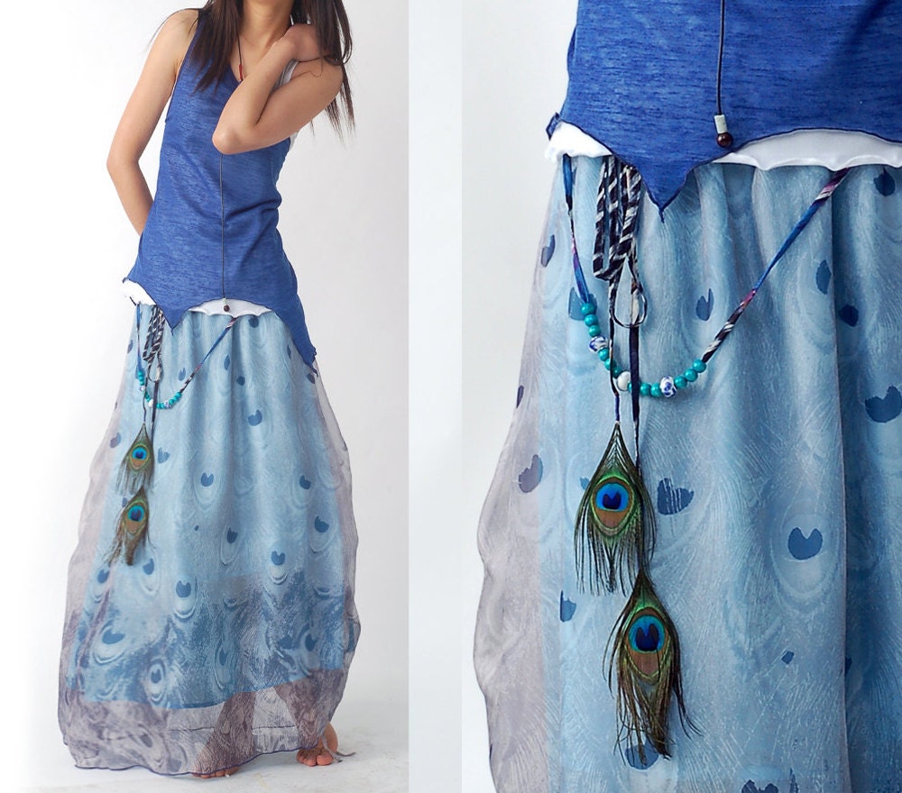 peacock - chiffon maxi skirt and dress (Q1206)