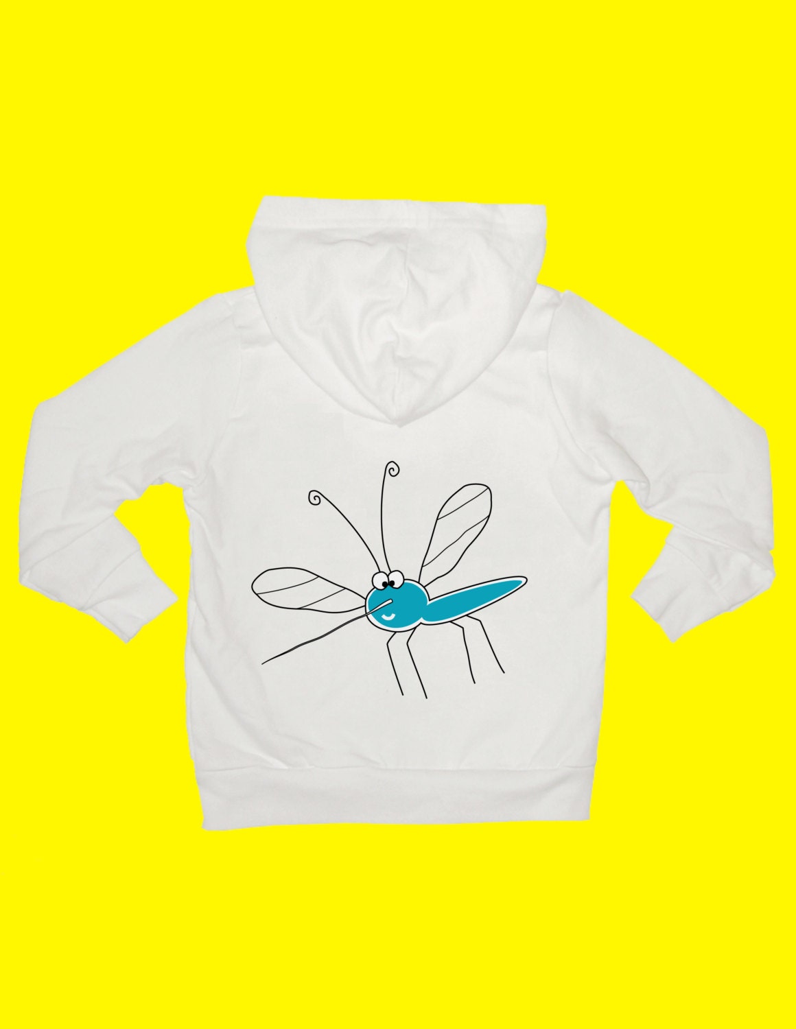 Mosquito screenprinted zippered cotton hoodie with pockets