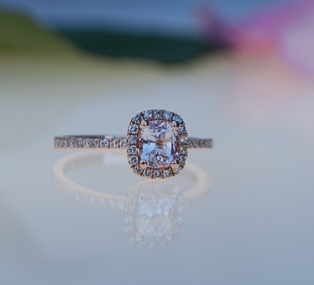 1ct Cushion champagne sapphire in 14k rose gold diamond ring engagement ring