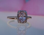 1.2ct Cushion peach champagne sapphire in 14k rose gold diamond ring engagement ring