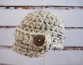 Crochet Baby Newsboy Hat, Crochet Baby Hat, Baby Boy Hat, Baby Girl Hat, Infant Beanie, Newborn Newsboy Hat, Crochet Baby Beanie, Oatmeal