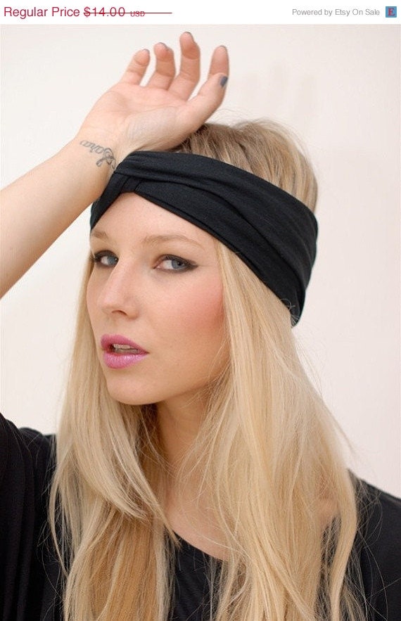 MEMORIAL DAY EVENT Babooshka Plain Black Jersey Turban
