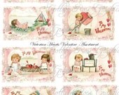 Large digital download collage Valentine Vintage Pink Victorian hearts ATC ACEO gift tags ECS buy 3 get one free