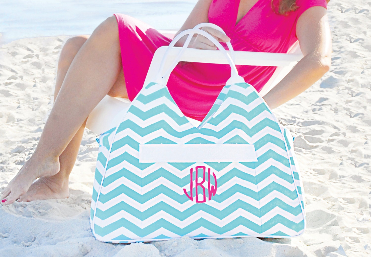 Monogrammed Super-sized Beach Tote for Bridesmaids, Summer Day at the Beach or Yourself