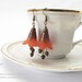 Red Acrylic Flower Earrings with Vintage Brass - Victorian, Fairy Flowers,