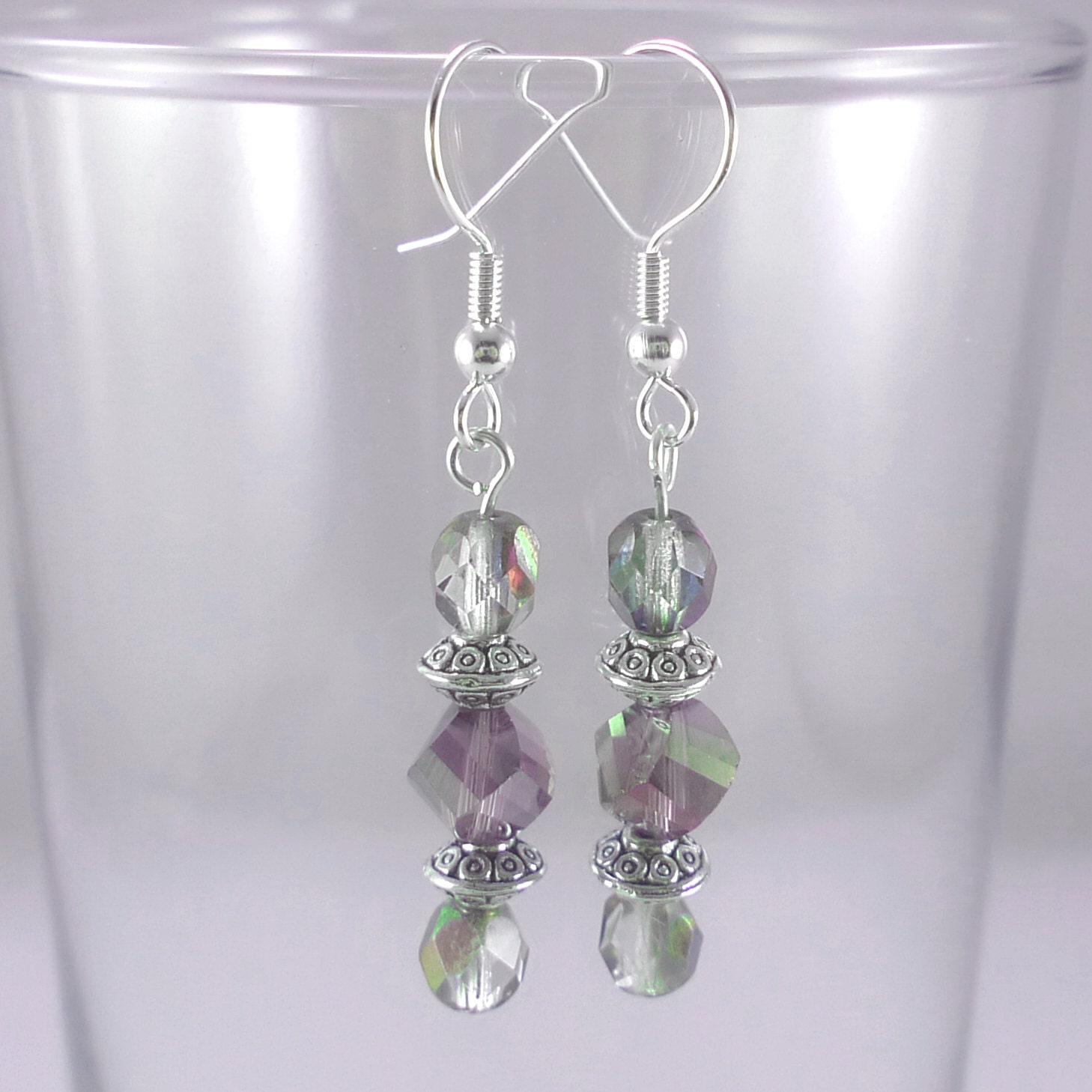 Purple and Smokey Crystal Earrings