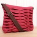 Sling Style Tote Cross Body Purse Zipper Top Bag in Red Denim