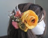 Tangerine rose hair flower hair clip fascinator