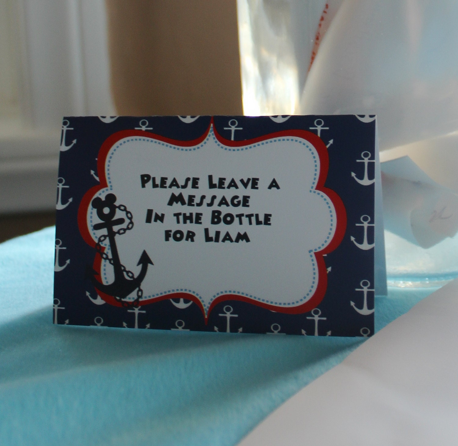 Set of 10 Mickey Mouse inpired Nautical Tent Cards for Dessert Table or Candy Buffet or Place Cards Il_570xn