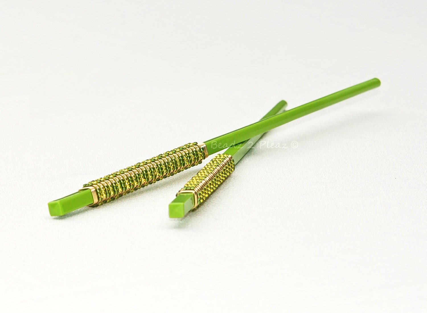 Chopsticks Or Hair Sticks Lime Green SUSHI Machine Beaded In Glass Beads Beaded Wedding Setting Utensil