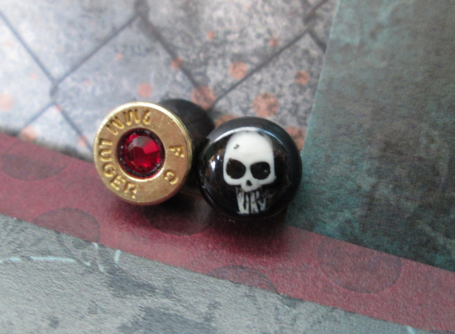 Double Sided Skull and Bullet Gauges 0g