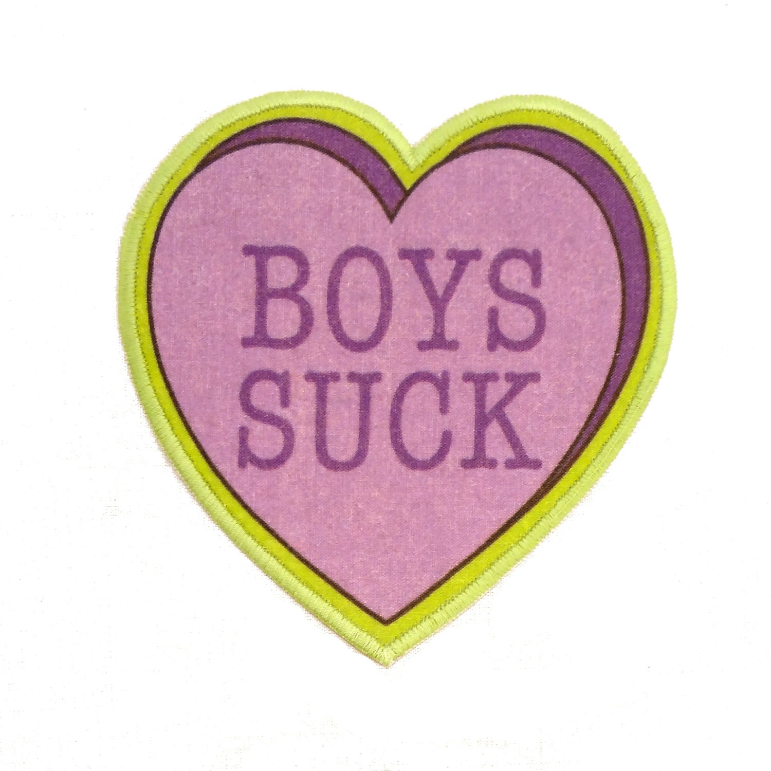 Boys Suck Insultation Heart Iron On Patch